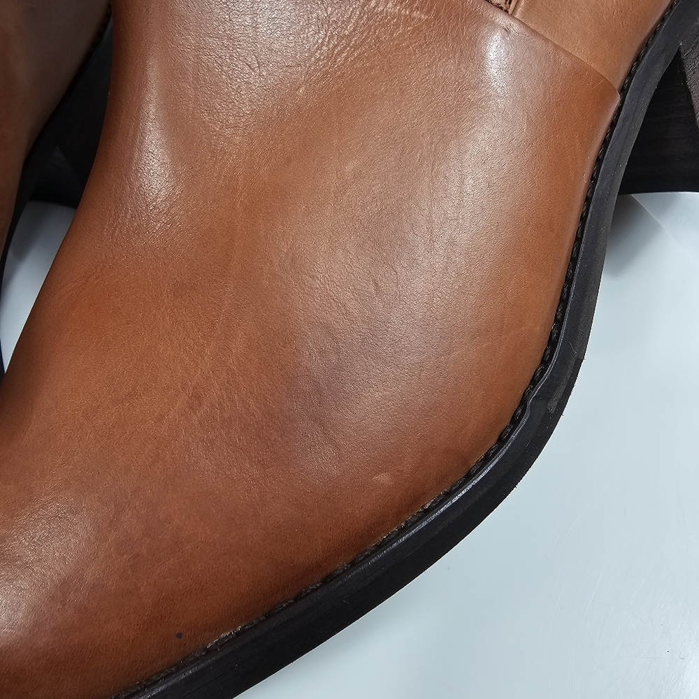 NWOT Paul Green Suzette Bootie Ankle Boot Heel Leather Zipper Brown Cognac 6.5 9 - Picture 12 of 16